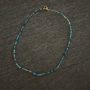 light blue dark blue gold wire necklace choker
